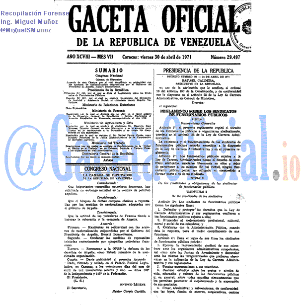 Gaceta Oficial 29497 del 30 Abril 1971