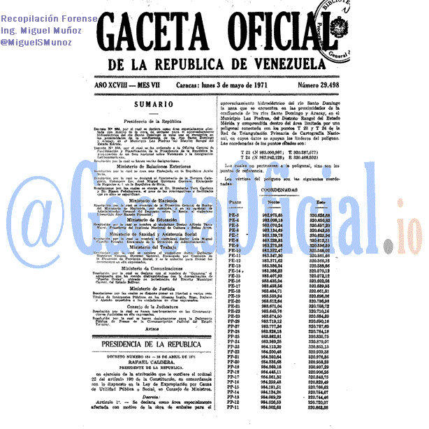 Gaceta Oficial 29498 del 3 Mayo 1971