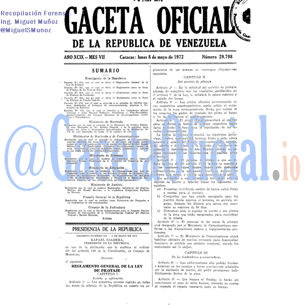 Gaceta Oficial 29798 del 8 Mayo 1972