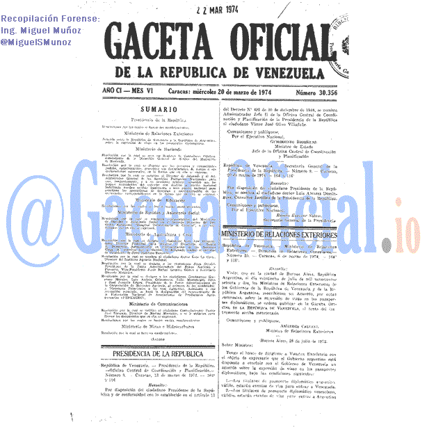 Gaceta Oficial 30356 del 20 Marzo 1974
