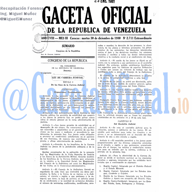 Gaceta Oficial 2711 1980-12-30 Gaceta Oficial 2711 del 30 Diciembre 1980