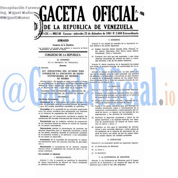 Gaceta Oficial 2888 1981-12-23 Gaceta Oficial 2888 del 23 Diciembre 1981