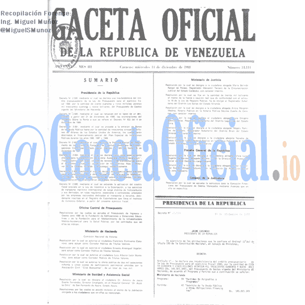 Gaceta Oficial 34114 del 14 Diciembre 1988