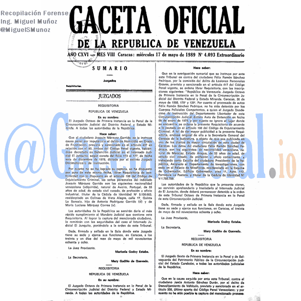 Gaceta Oficial 4093 1989-05-17 Gaceta Oficial 4093 del 17 Mayo 1989