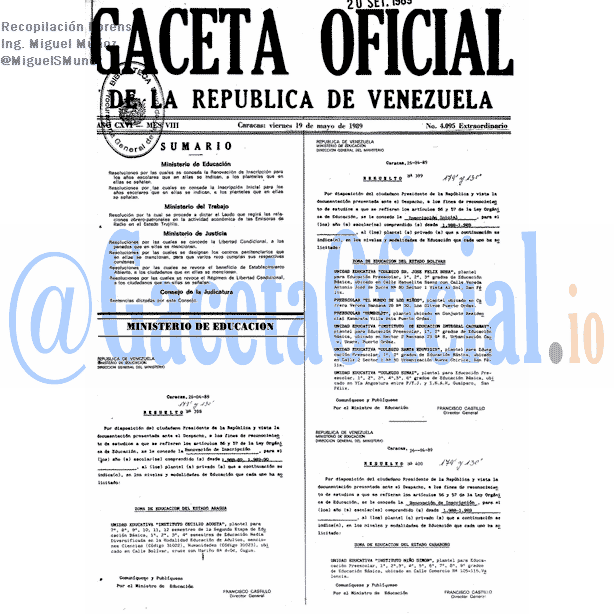 Gaceta Oficial 4095 1989-05-19 Gaceta Oficial 4095 del 19 Mayo 1989