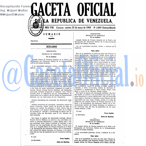 Gaceta Oficial 4097 1989-05-23 Gaceta Oficial 4097 del 23 Mayo 1989