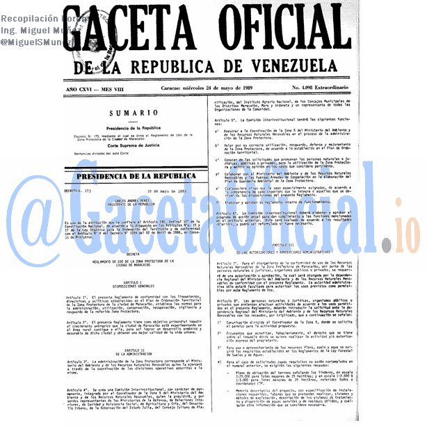 Gaceta Oficial 4098 1989-05-24 Gaceta Oficial 4098 del 24 Mayo 1989