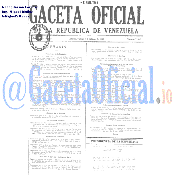 Gaceta Oficial 35147 del 5 Febrero 1993