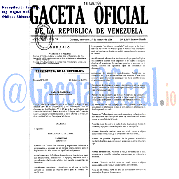 Gaceta Oficial 5054 1996-03-27 Gaceta Oficial 5054 del 27 Marzo 1996