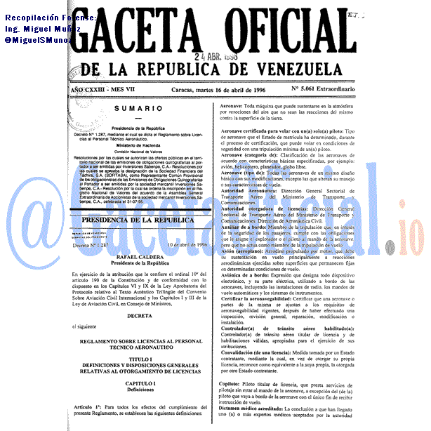 Gaceta Oficial 5061 1996-04-16 Gaceta Oficial 5061 del 16 Abril 1996