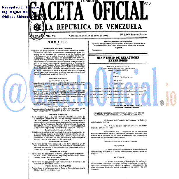 Gaceta Oficial 5063 1996-04-23 Gaceta Oficial 5063 del 23 Abril 1996