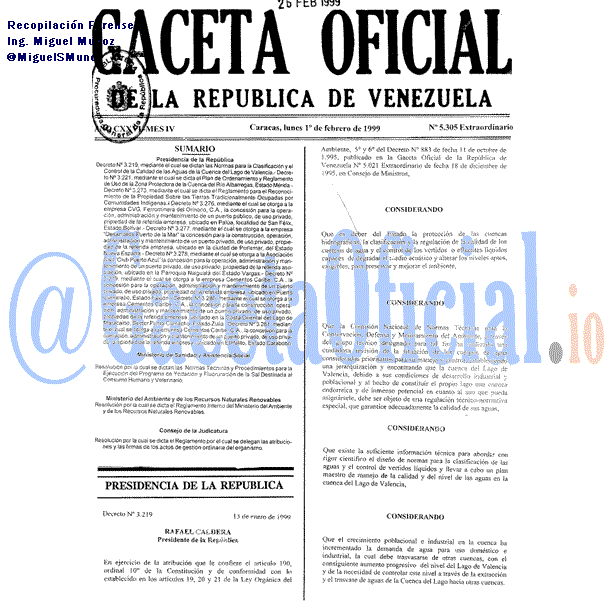 Gaceta Oficial 5305 1999-02-01 Gaceta Oficial 5305 del 1 Febrero 1999
