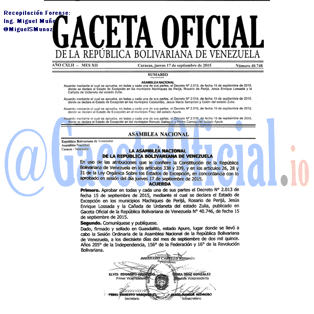 Gaceta Oficial 40749 del 18 septiembre 2015