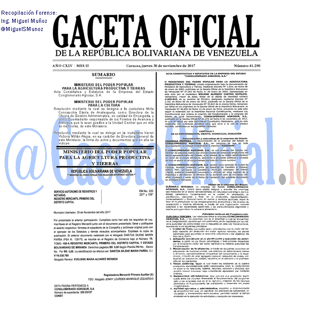 Gaceta Oficial 41290 del 30 noviembre 2017