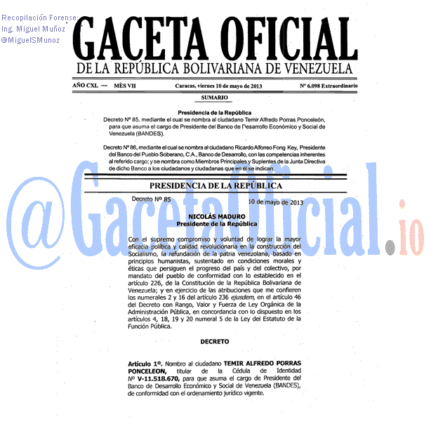 Gaceta Oficial 6098 2013-05-10 Gaceta Oficial 6098 del 10 Mayo 2013