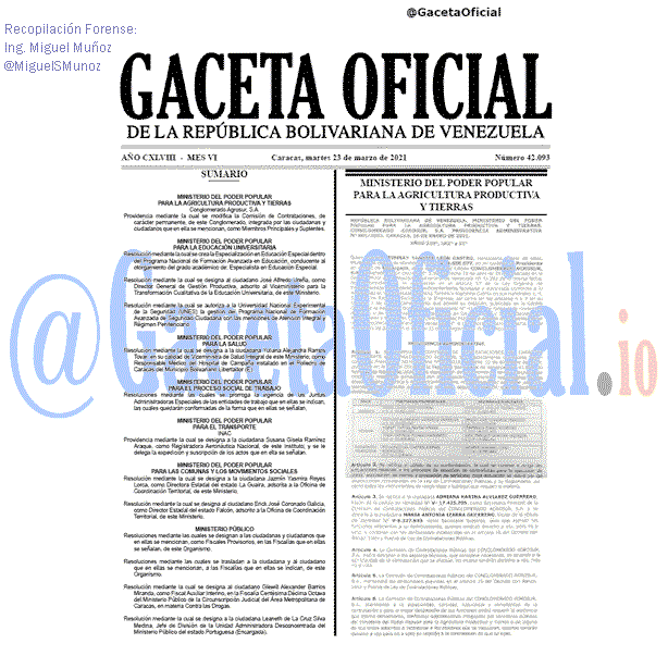 Gaceta Oficial 42093 2021-03-23 Gaceta Oficial 42093 del 23 marzo 2021