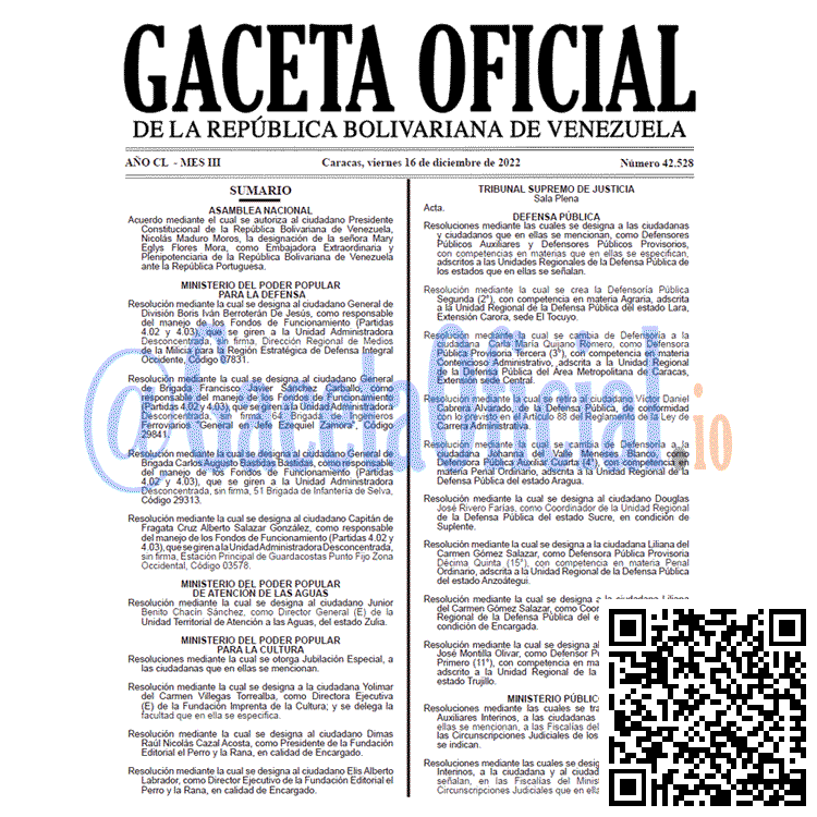 Gaceta Oficial, Gaceta 42528, Gaceta #42528, Gaceta Oficial Venezuela #42528