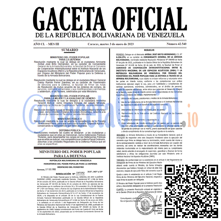 Gaceta Oficial, Gaceta 42540, Gaceta #42540, Gaceta Oficial Venezuela #42540