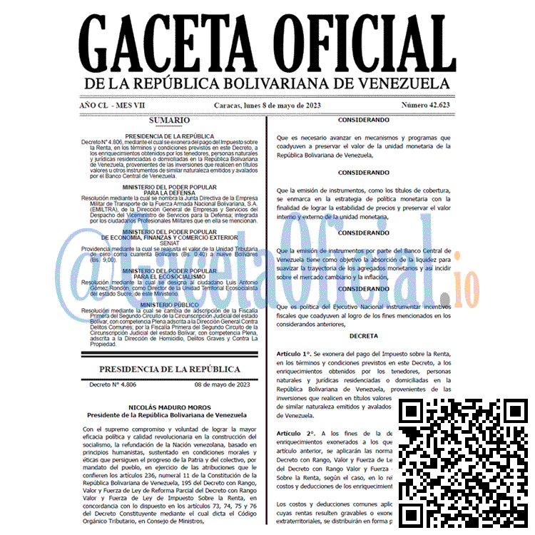 Gaceta Oficial, Gaceta HD 42623, Gaceta 42623, Gaceta #42623, Gaceta Oficial Venezuela #42623