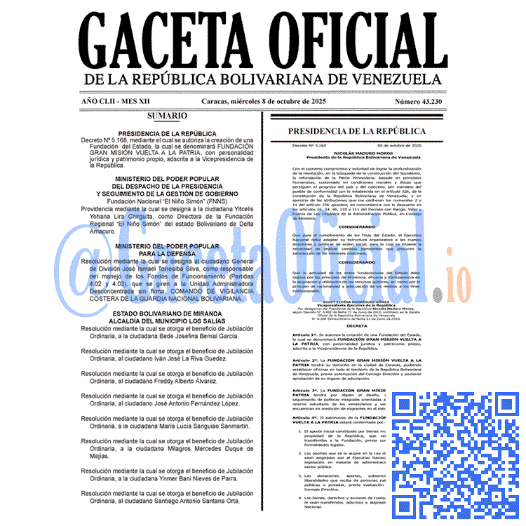 Gaceta Oficial, Gaceta 43230, Gaceta 43230 HD, Gaceta #43230, Gaceta Oficial Venezuela #43230
