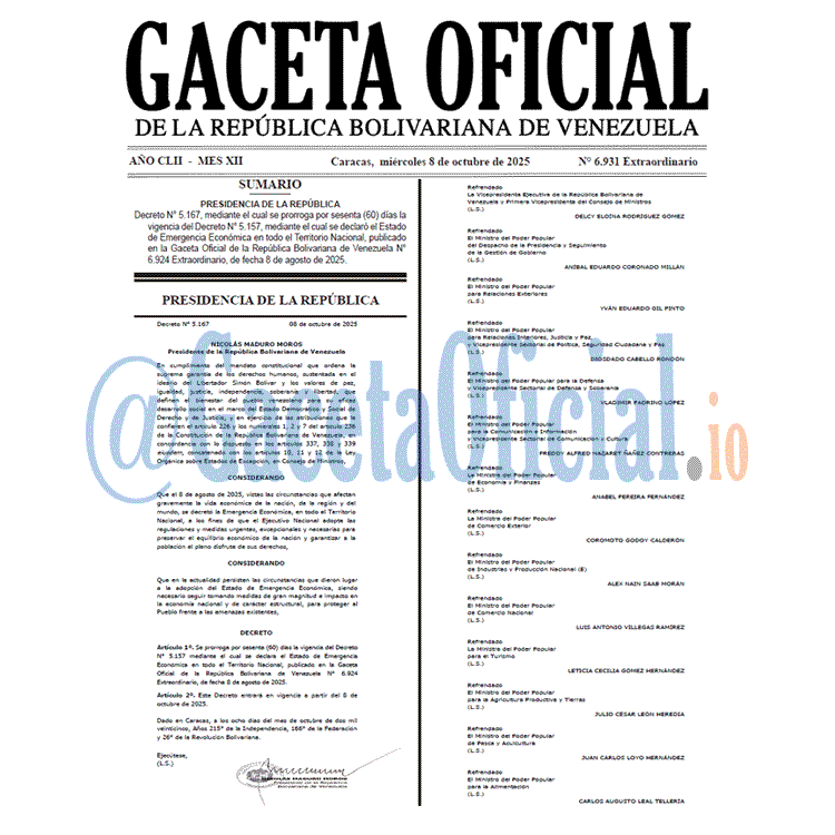 Gaceta Oficial 6931 2025-10-08 Gaceta Oficial, Gaceta 6931, Gaceta 6931 HD, Gaceta #6931, Gaceta Oficial Venezuela #6931